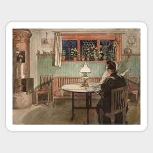 When the Children have Gone to Bed. From A Home by Carl Larsson Sticker